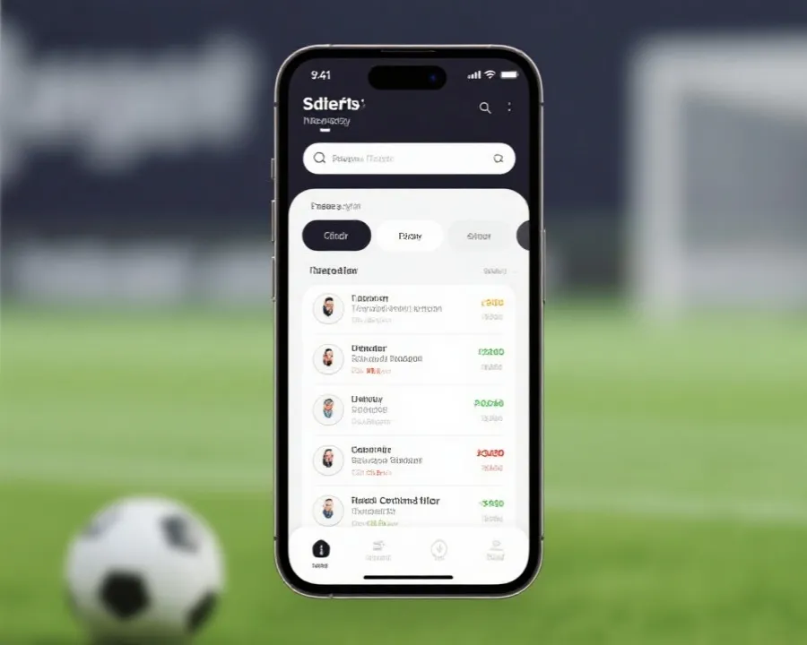 行動裝置上的賽事預測與歷史紀錄示意